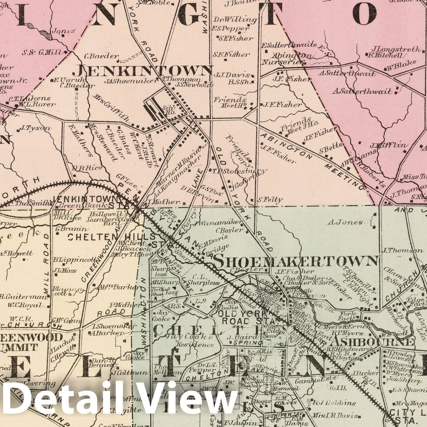 Abington and Cheltenham, Montgomery County, Pennsylvania - Property Map, 1871