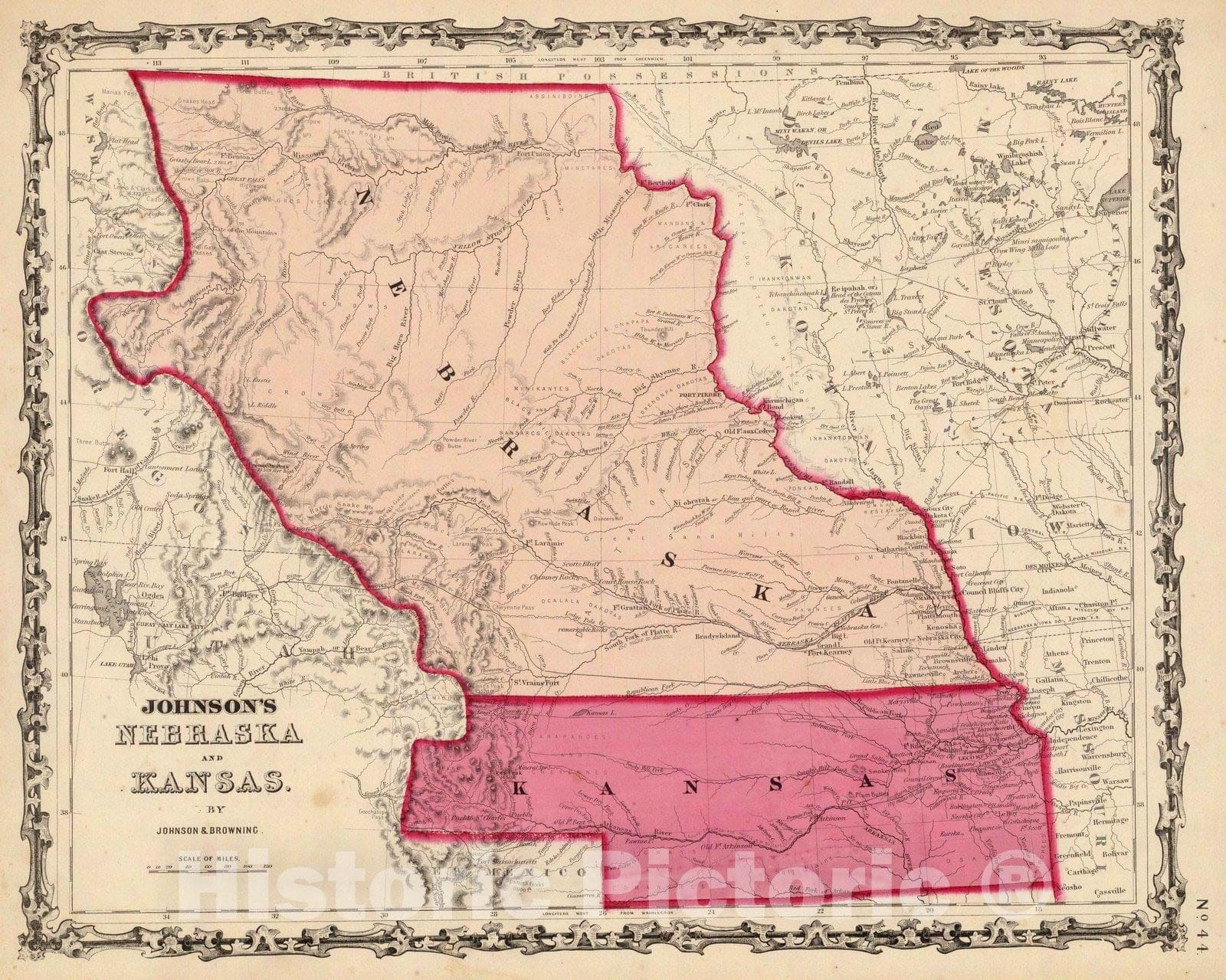 Historic Map : 1860 Nebraska And Kansas. - Vintage Wall Art