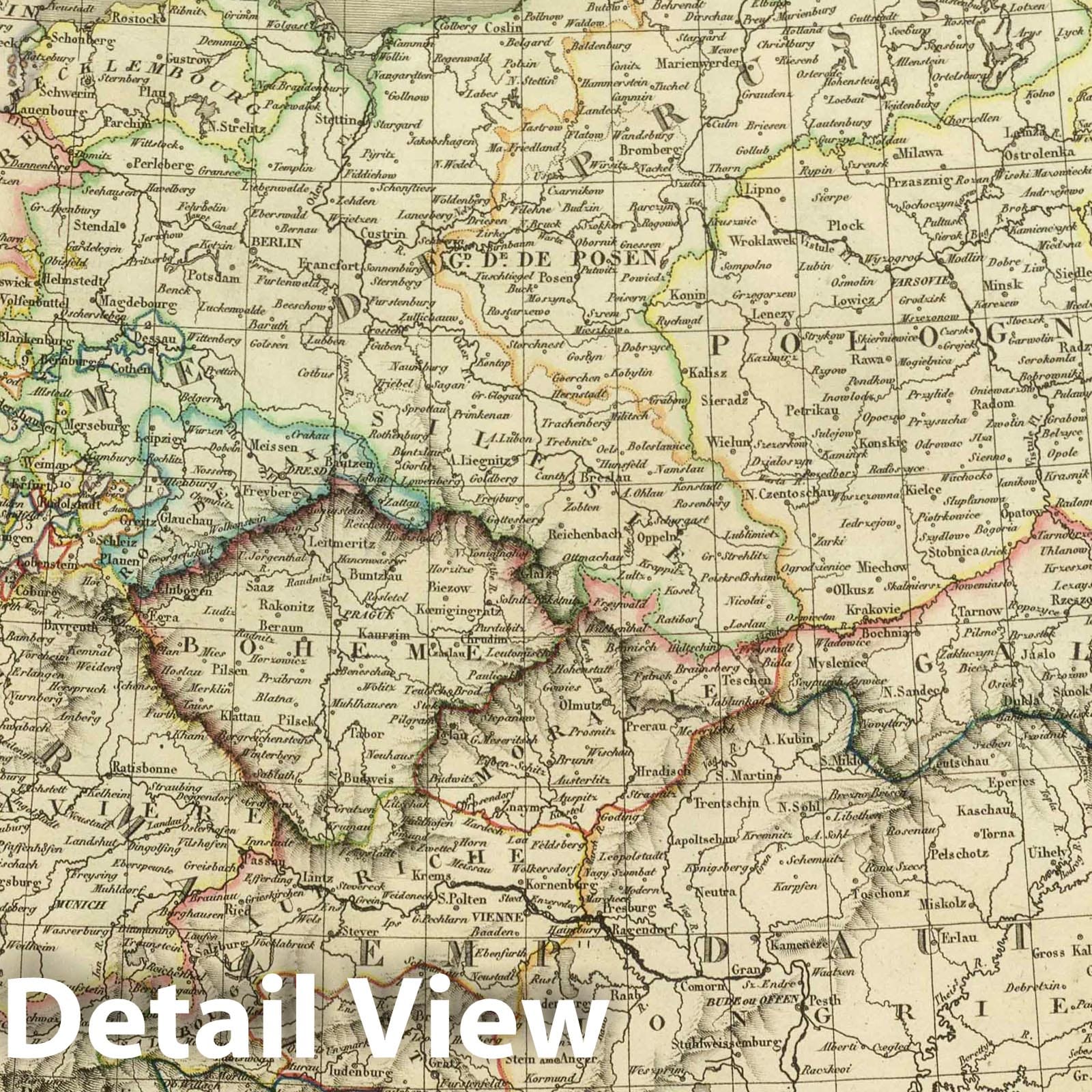 Germany, Austria, Prussia, Poland, and Switzerland, 1824 - Historical Map Print