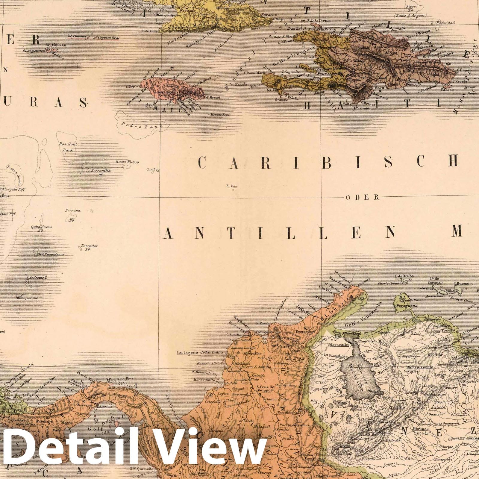 West Indies, Central America, Colombia, and Venezuela, 1886 - Historical Map Print