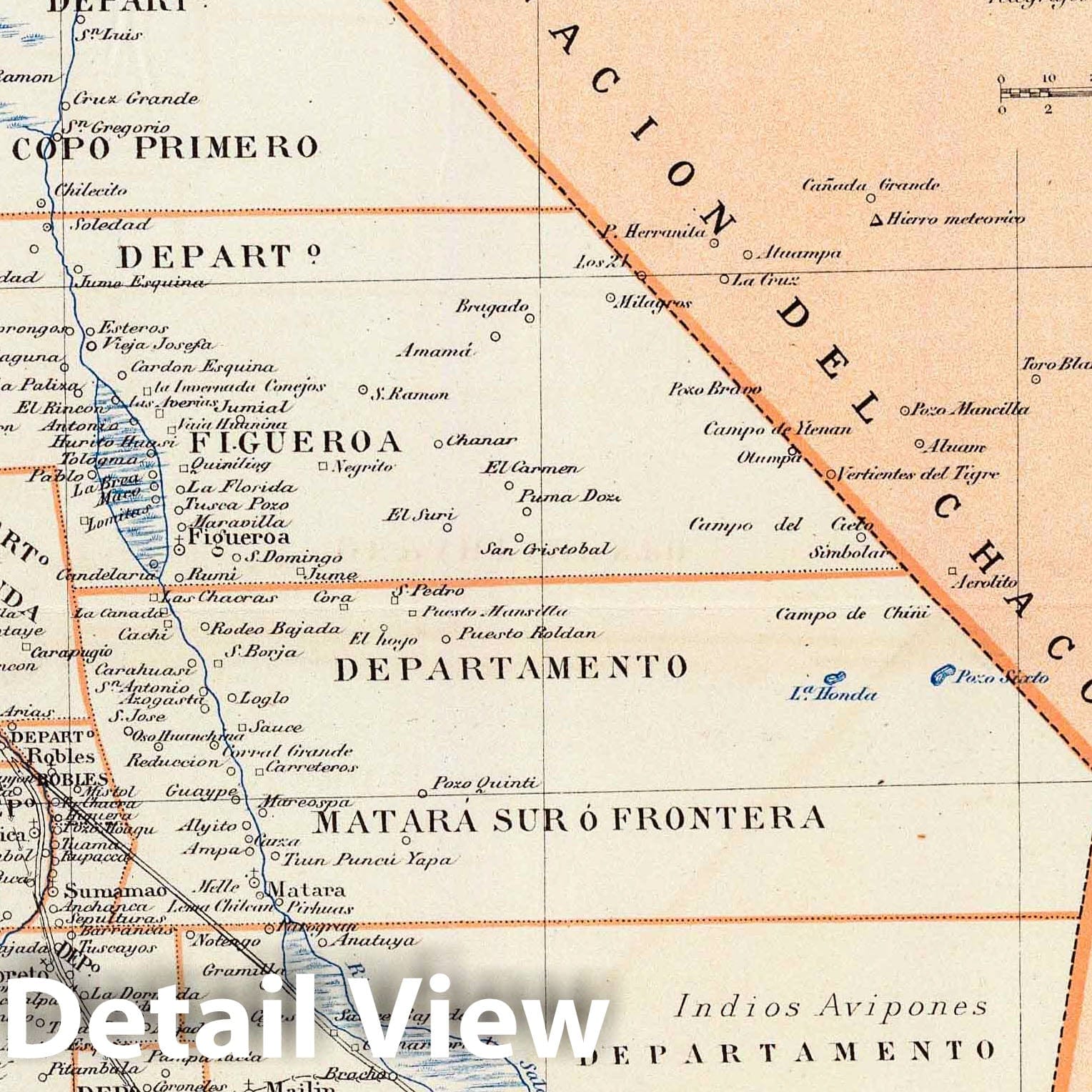 Santiago del Estero, Argentina - Railroad Map, 1888 - Historical Map Print