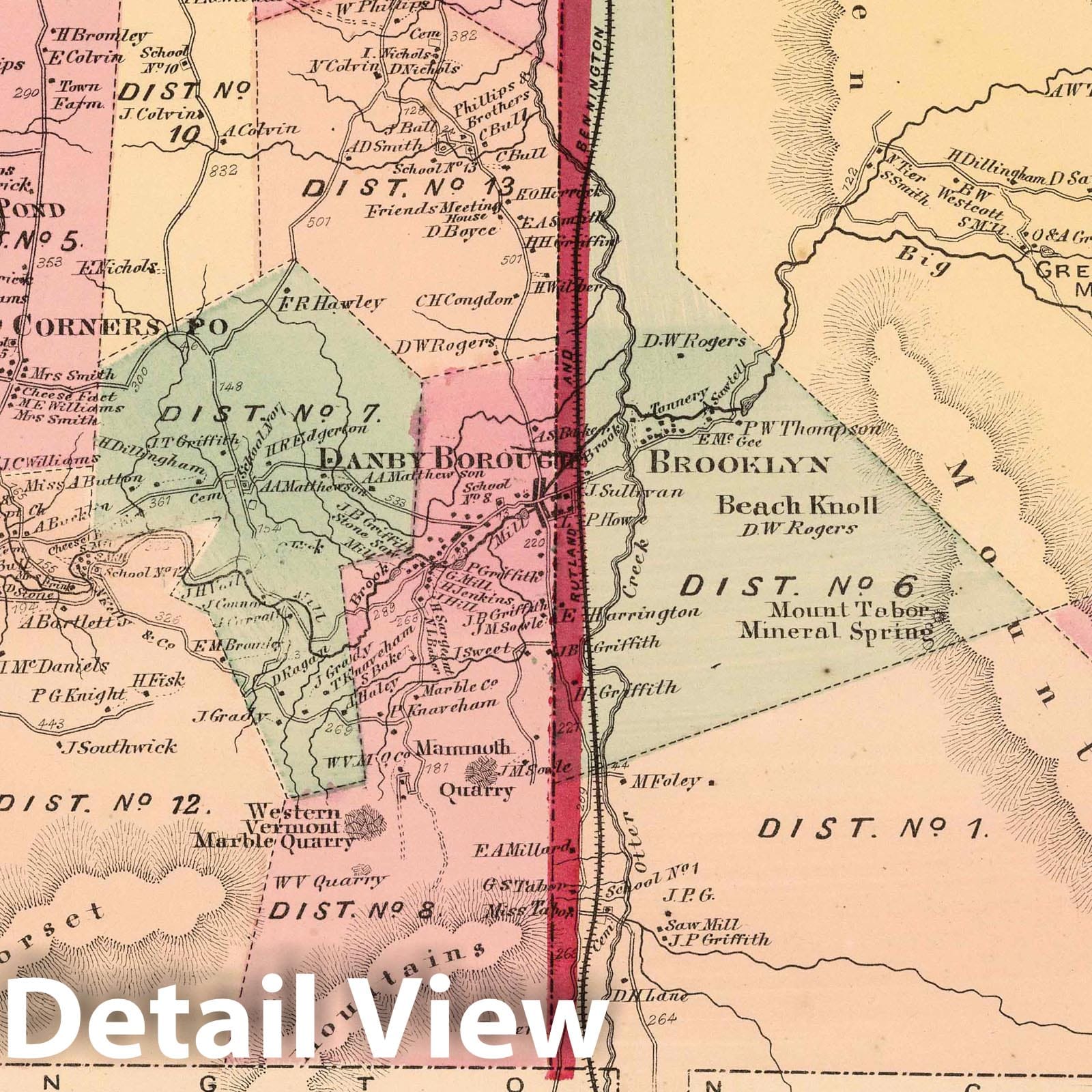Danby Township, Rutland County, Vermont - Property Map, 1869