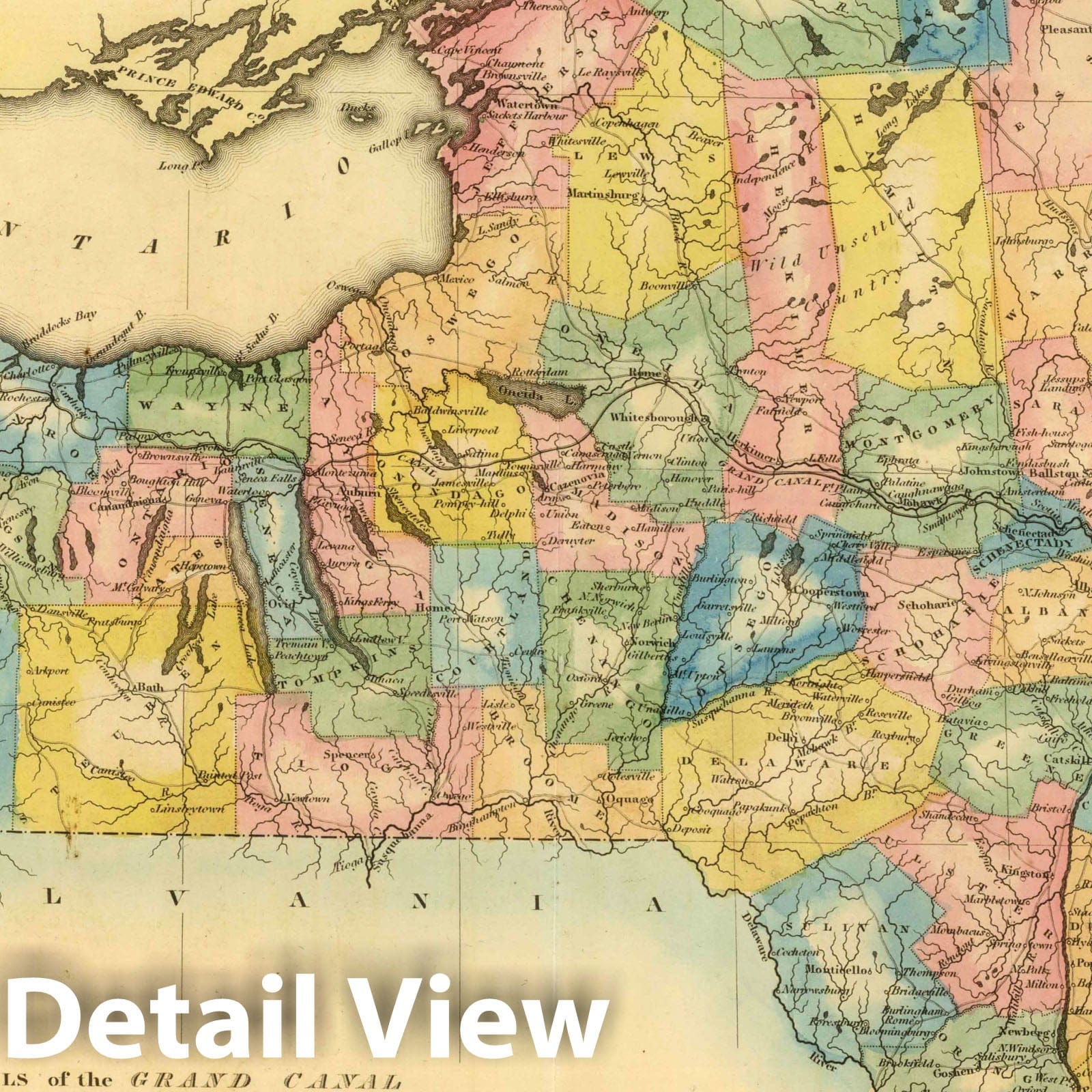 New York - Canal Map, 1822 - Historical Map Print