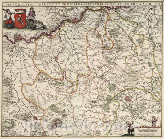 Historic Map : Belgium, 1682 Tabula Ducatus Limburch et Comitatus Valckenburch in Lucem Edita. , Vintage Wall Art