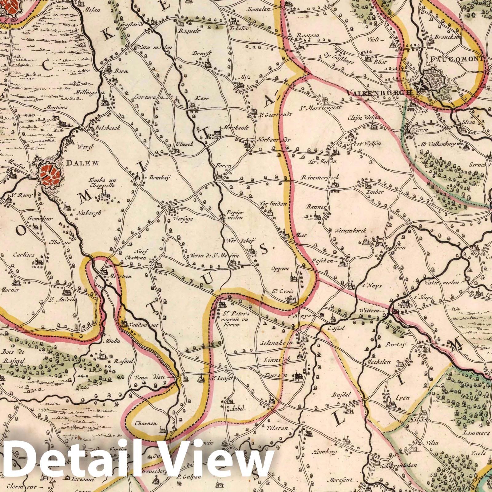Duchy of Limburg and County of Valkenburg, Belgium and Germany, 1682 - Historical Map Print