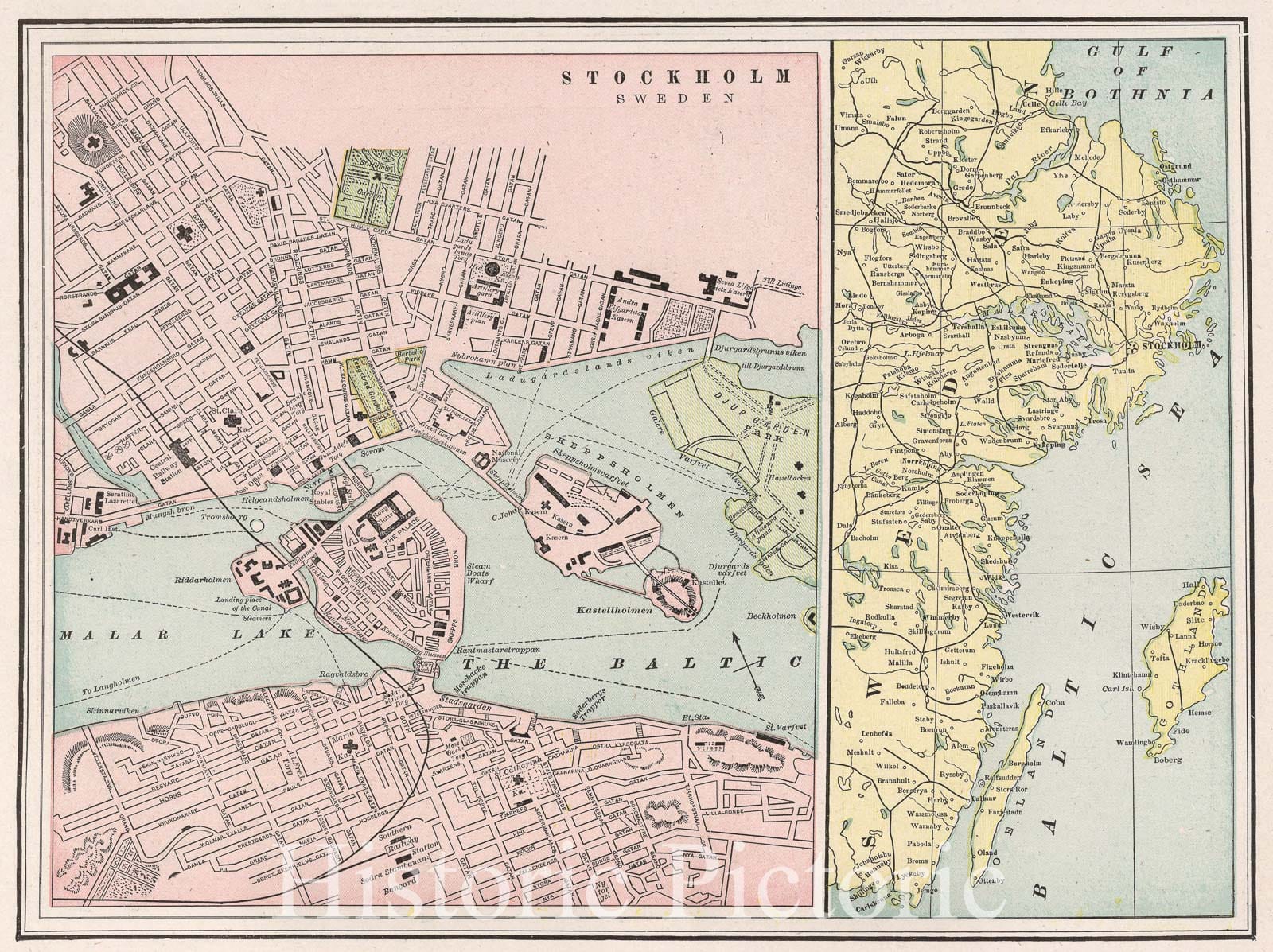 Historic Map : Stockholm (Sweden), 1901 Stockholm, Sweden , Vintage Wall Art