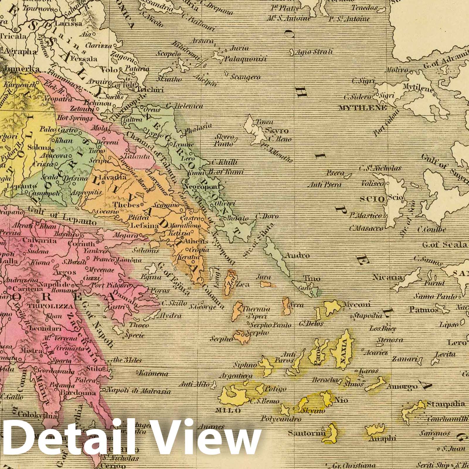 Greece, 1845 - Historical Map Print