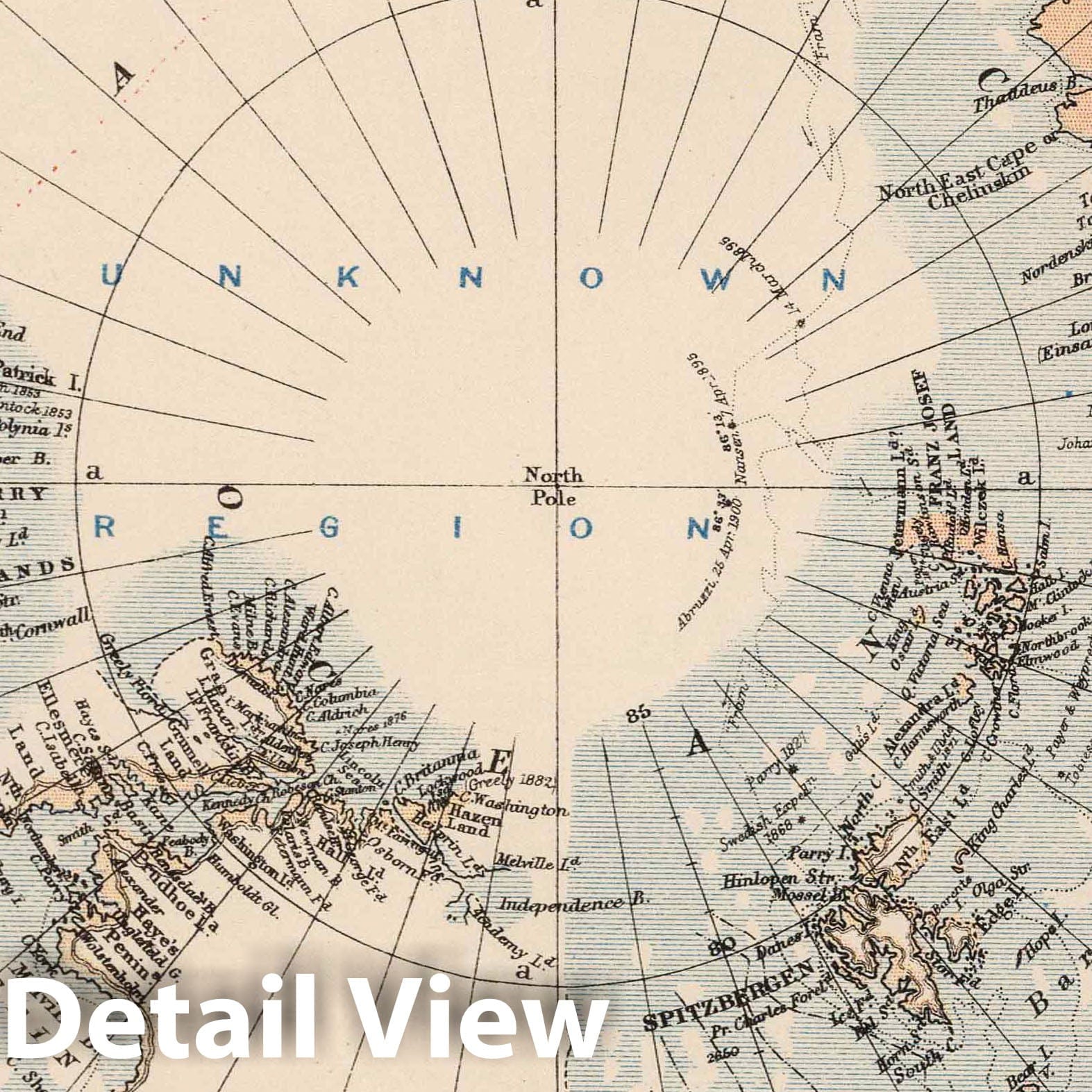 Historic Map : 1906 North Polar Chart. - Vintage Wall Art