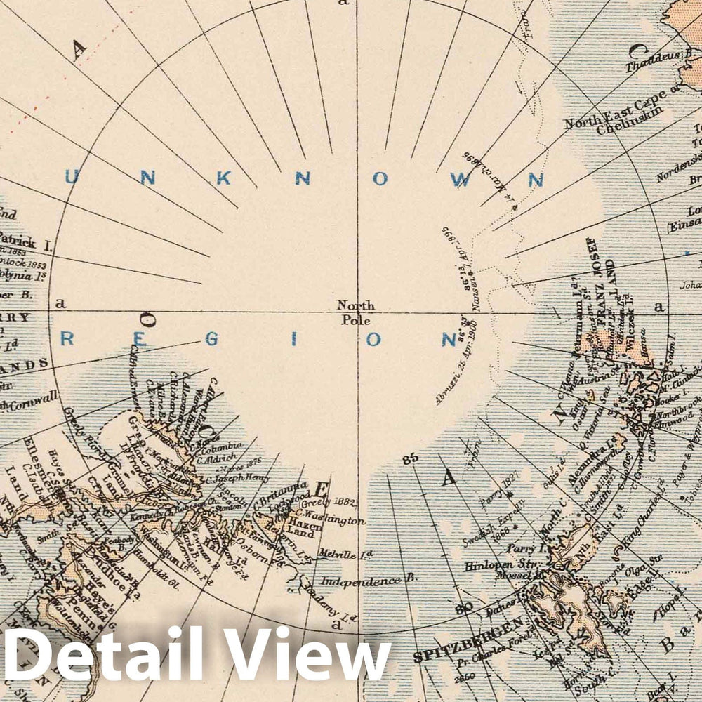 Historic Map : 1906 North Polar Chart. - Vintage Wall Art