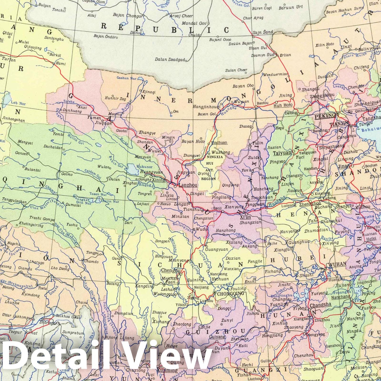 China, 1967 - Historical Political Map Print
