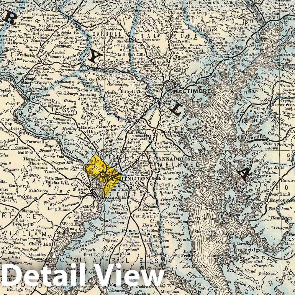 Historic Map : National Atlas - 1879 Maryland, D.C, and Delaware. - Vintage Wall Art