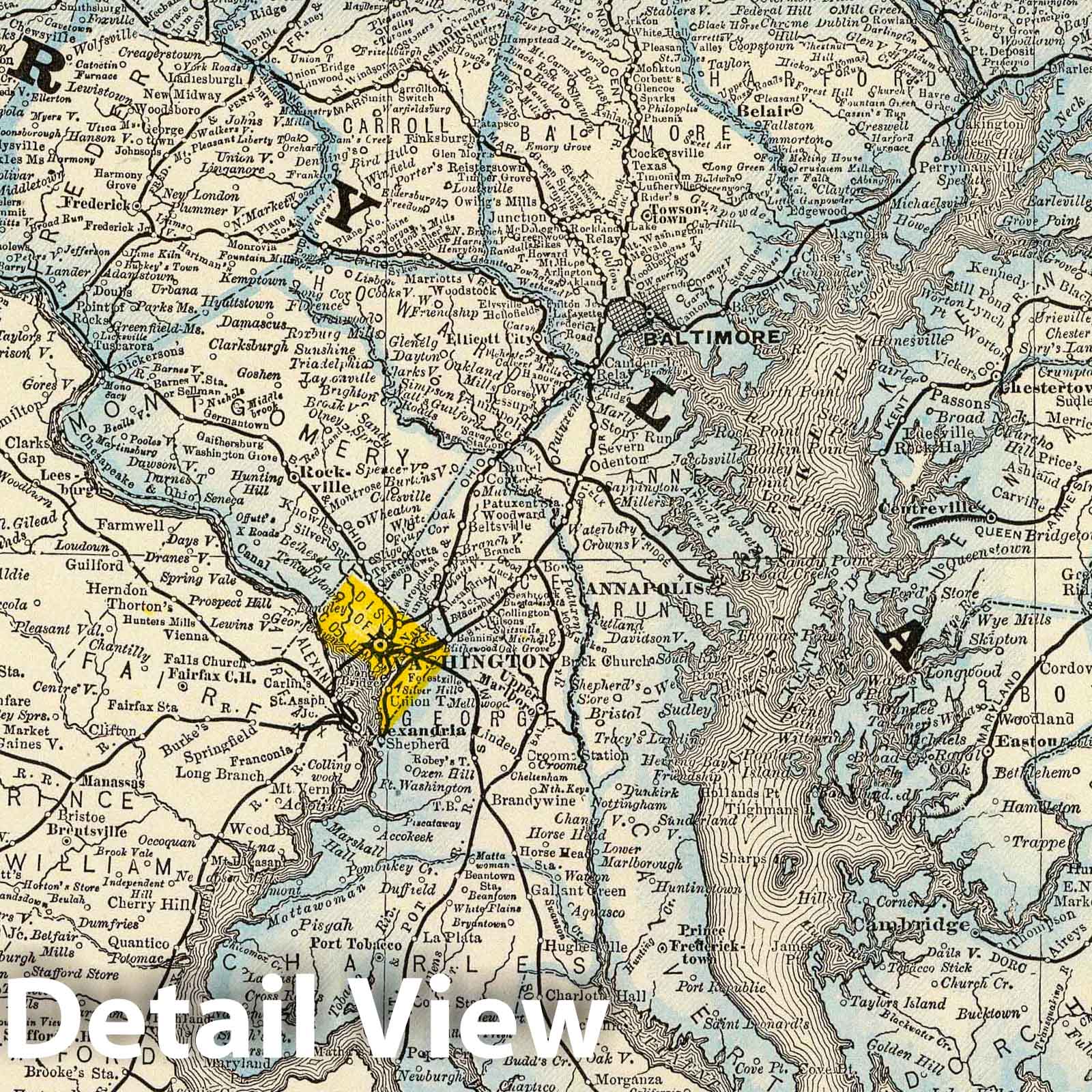 Maryland, Delaware, and Washington D.C. - Railroad Map, 1879