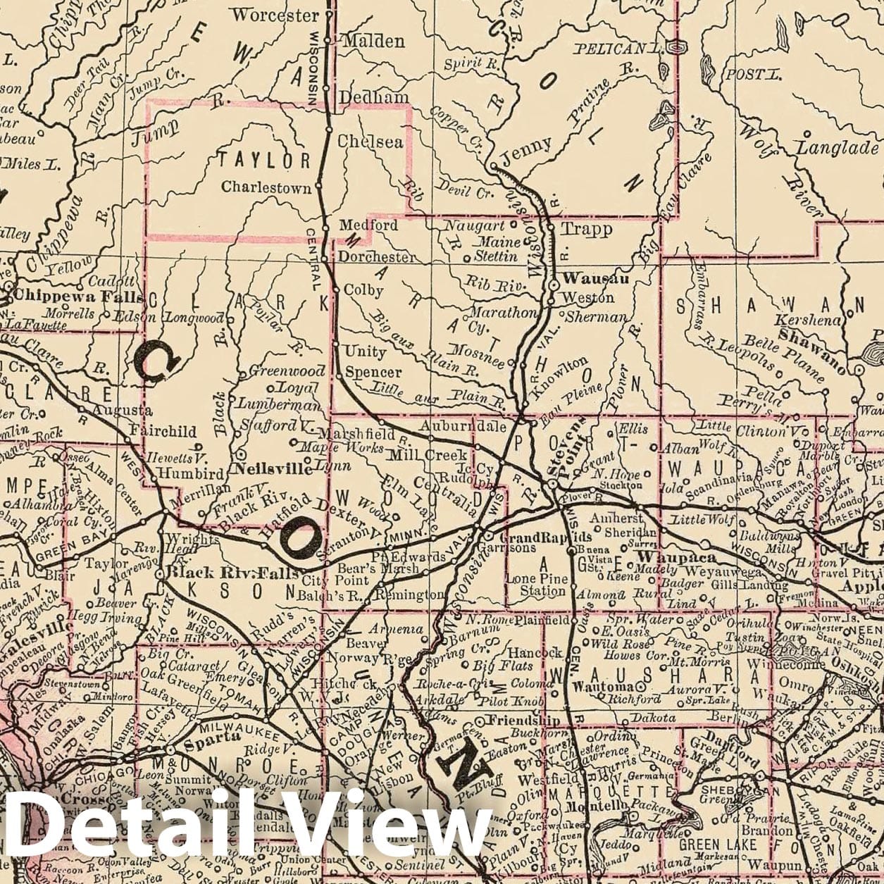 Wisconsin - Railroad Map, 1879 - Rand McNally Business Atlas