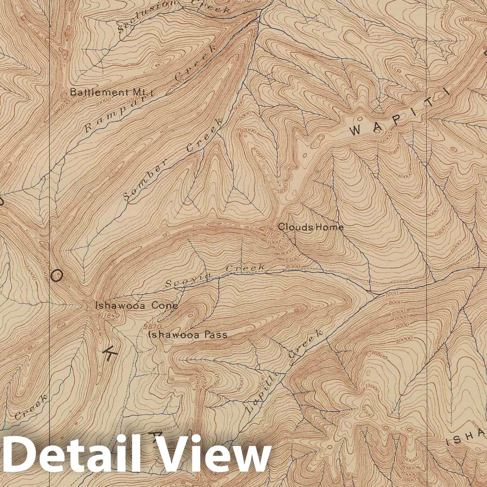 Yellowstone National Park Topography Map, 1904 - Historical USGS Print