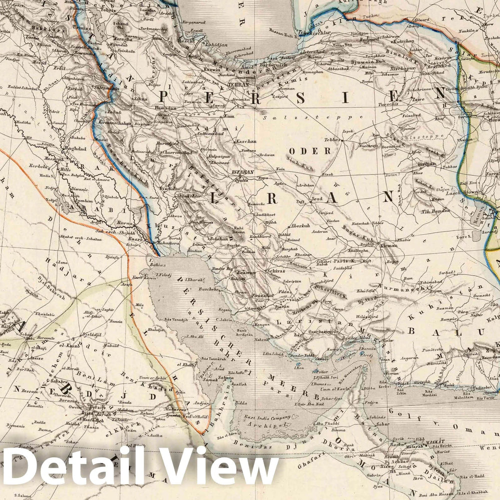 Historic Map : 1879 Asia, Syria, Arabia, Iran and Turan, Balutschistan, Afghanistan, Iraq, and the Caucasus Countries.) - Vintage Wall Art