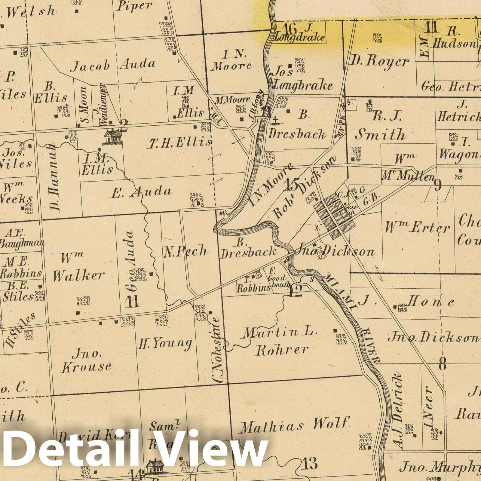 Pleasant Township - Property Map, 1875 - Logan County Ohio