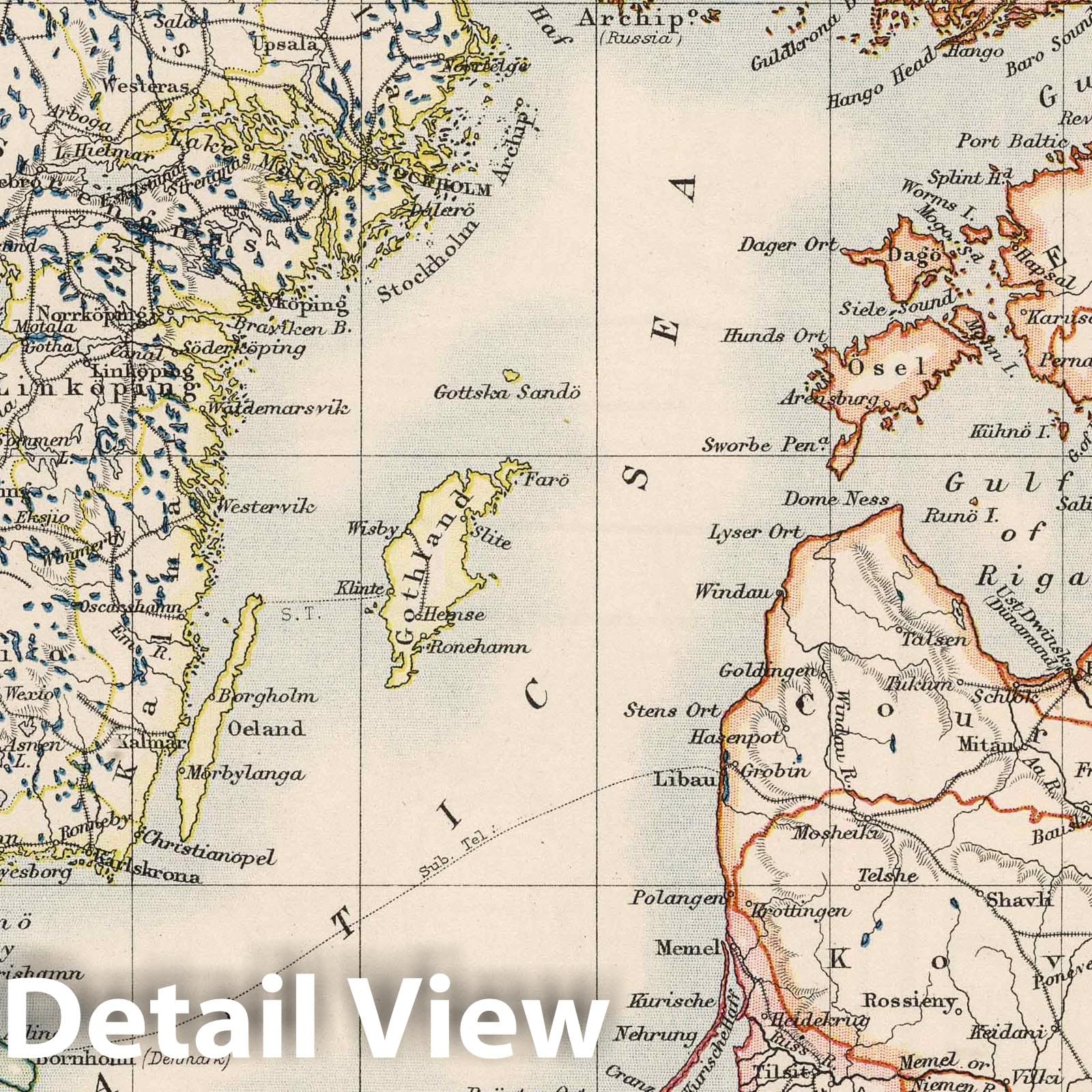 Baltic Sea - Physical Map, 1906 - Historical Map Print