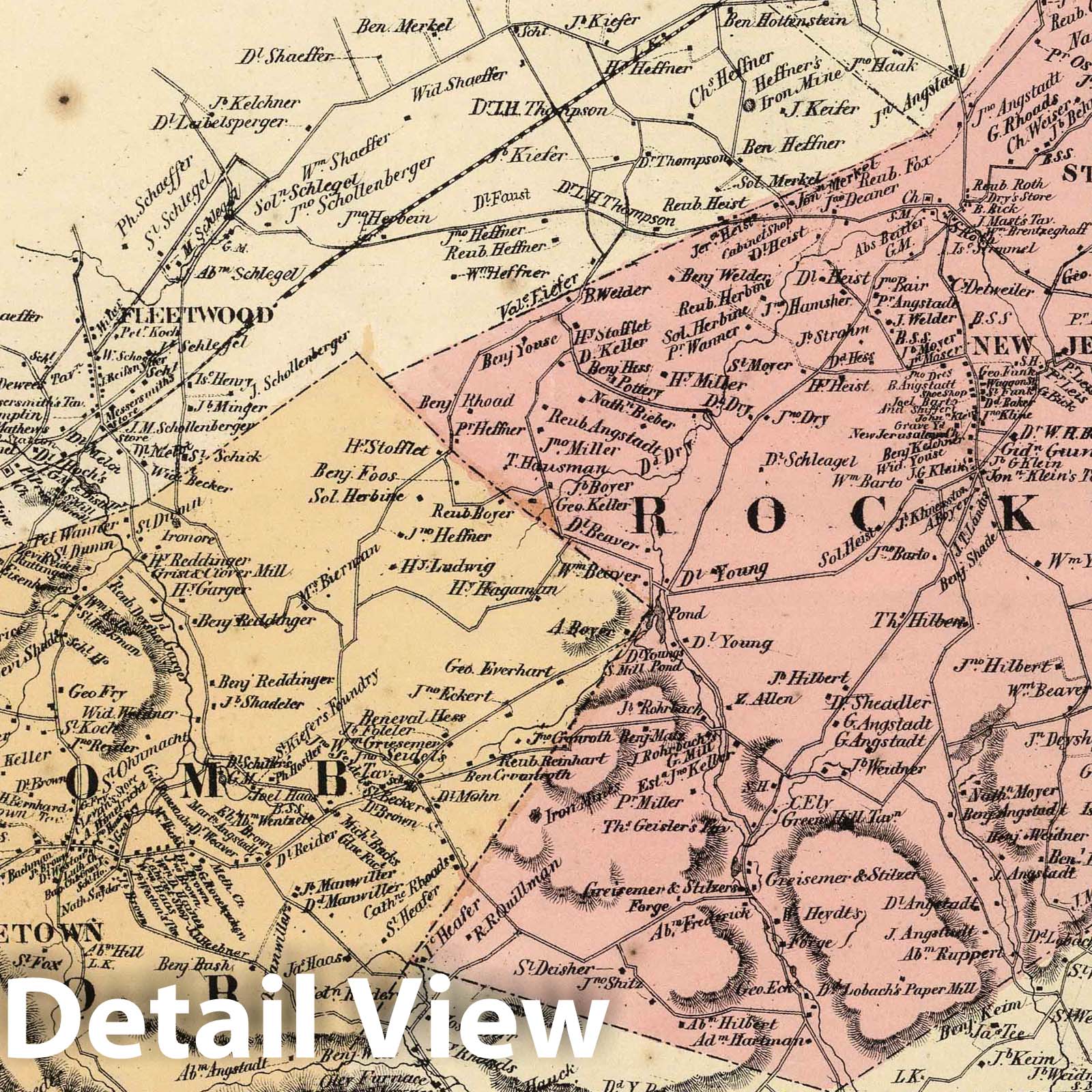 Ruscomb Manor and Rockland Townships, Berks County, Pennsylvania - Property Map, 1862