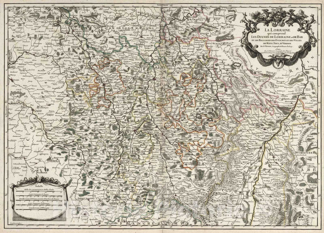 Historic Map : Lorraine , France 1695 La Lorraine. , Vintage Wall Art