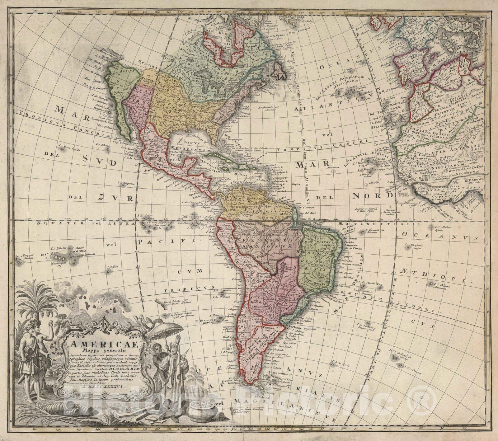 Historic Map : 1746 Americae. - Vintage Wall Art