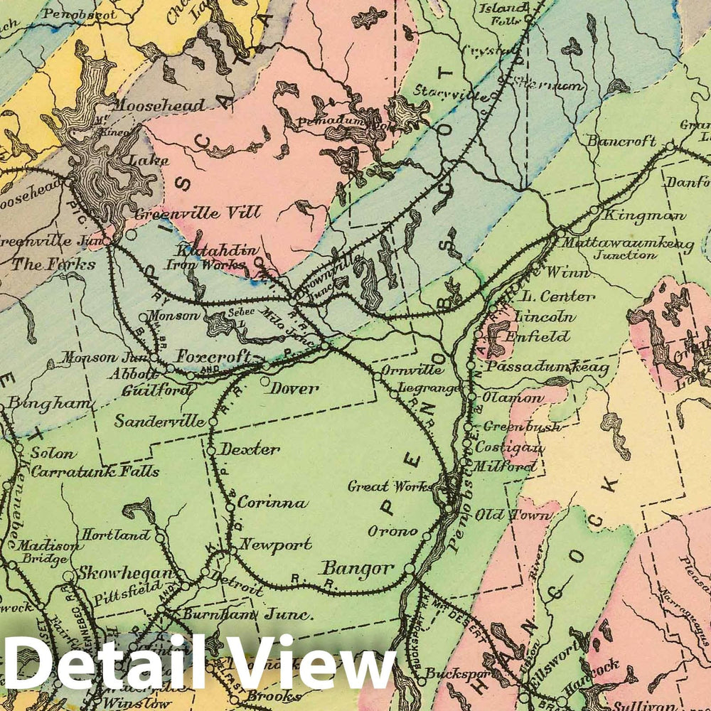 Historic Map : 1894 Geological map of Maine. - Vintage Wall Art