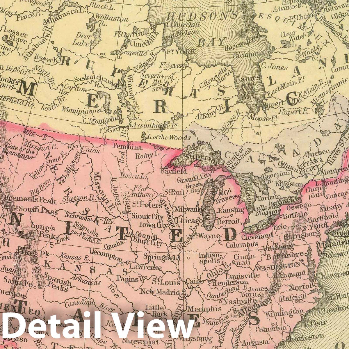 North America - River Map, 1886 - Historical Map Print