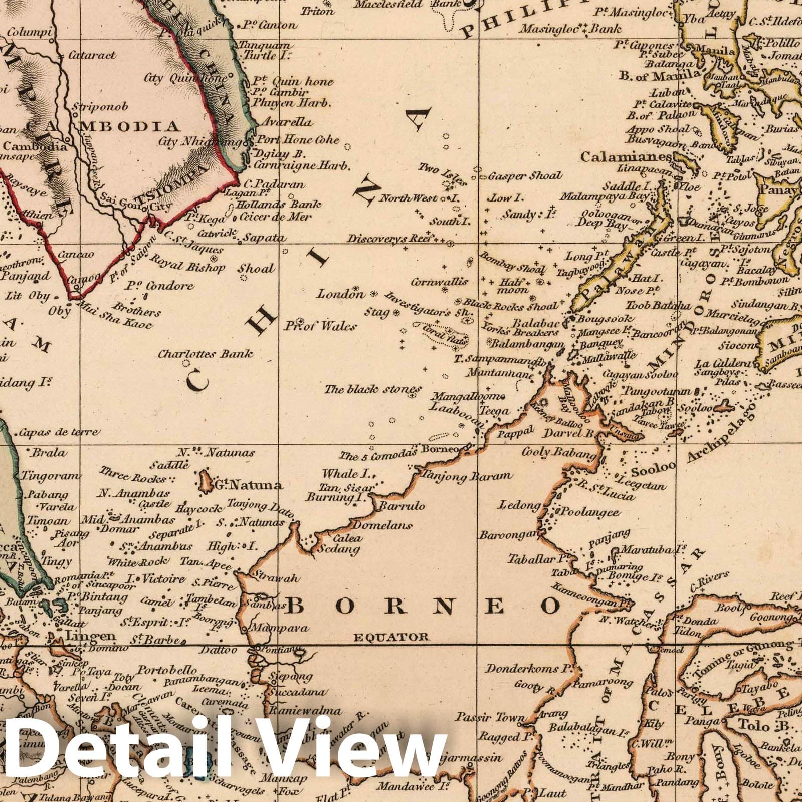 Southeast Asia - Islands and Southeast Asia, 1825 - Historical Map Print