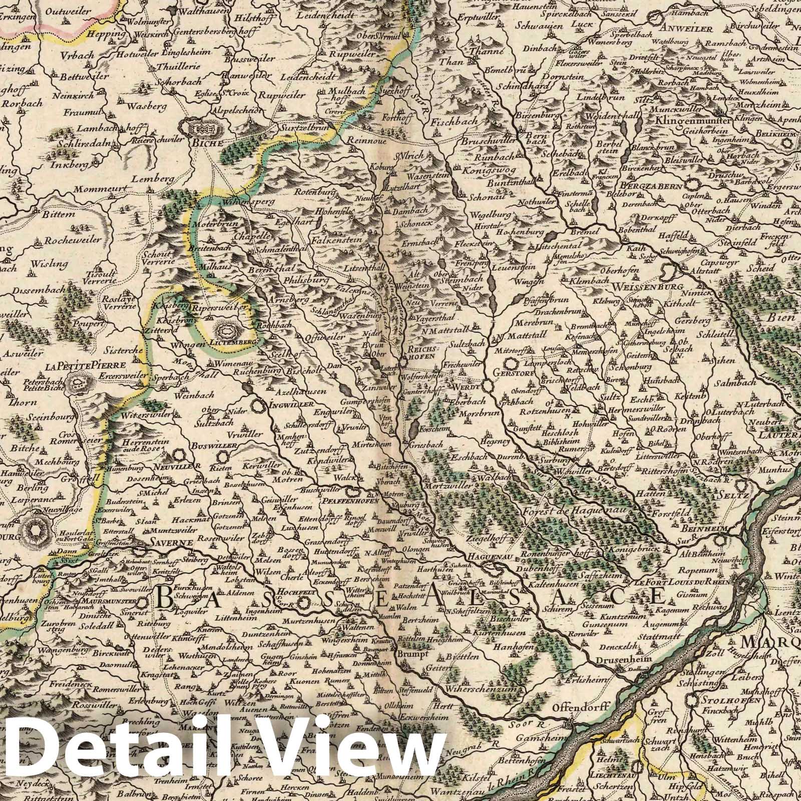Alsace, France - Northern Sheet, 1704 - Historical Map Print