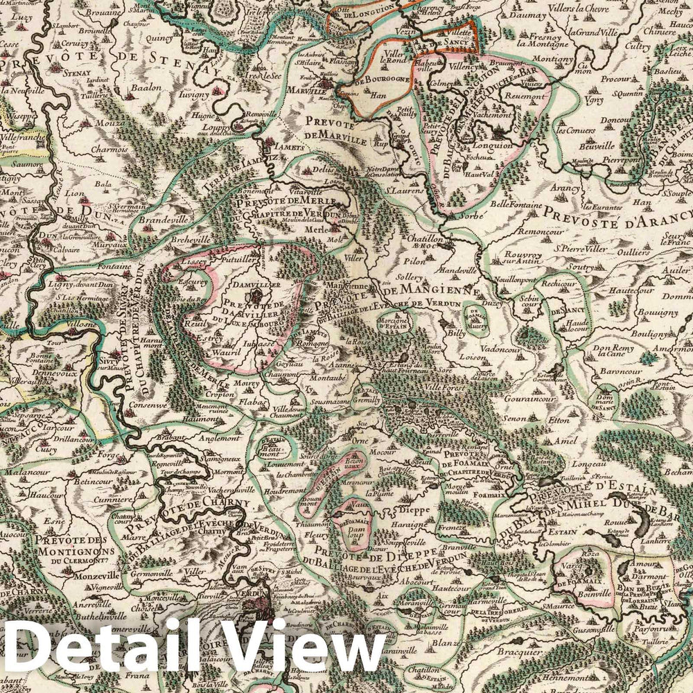 Historic Map : Verdunois , France 1704 Le Verdunois (western sheet). , Vintage Wall Art