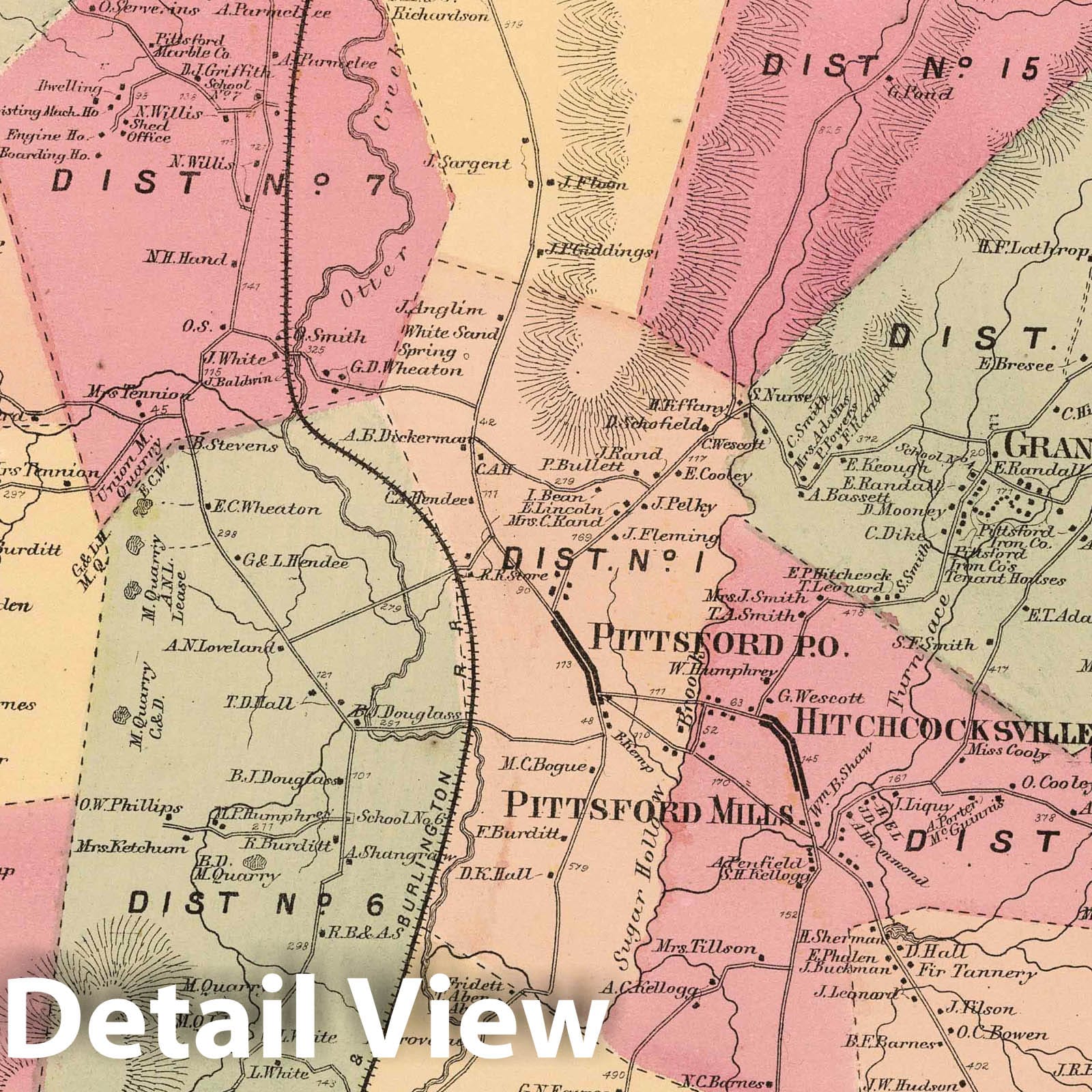 Pittsford Township - Property Map, 1869 - Rutland County Vermont