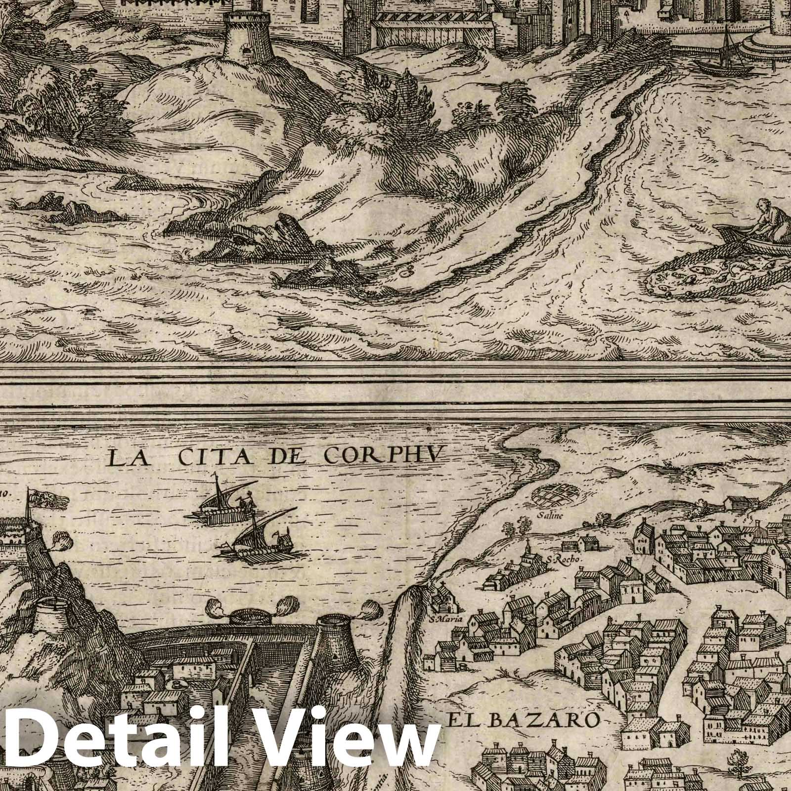 Irakleio and Kerkyra - River Map, 1575 - Historical Map Print