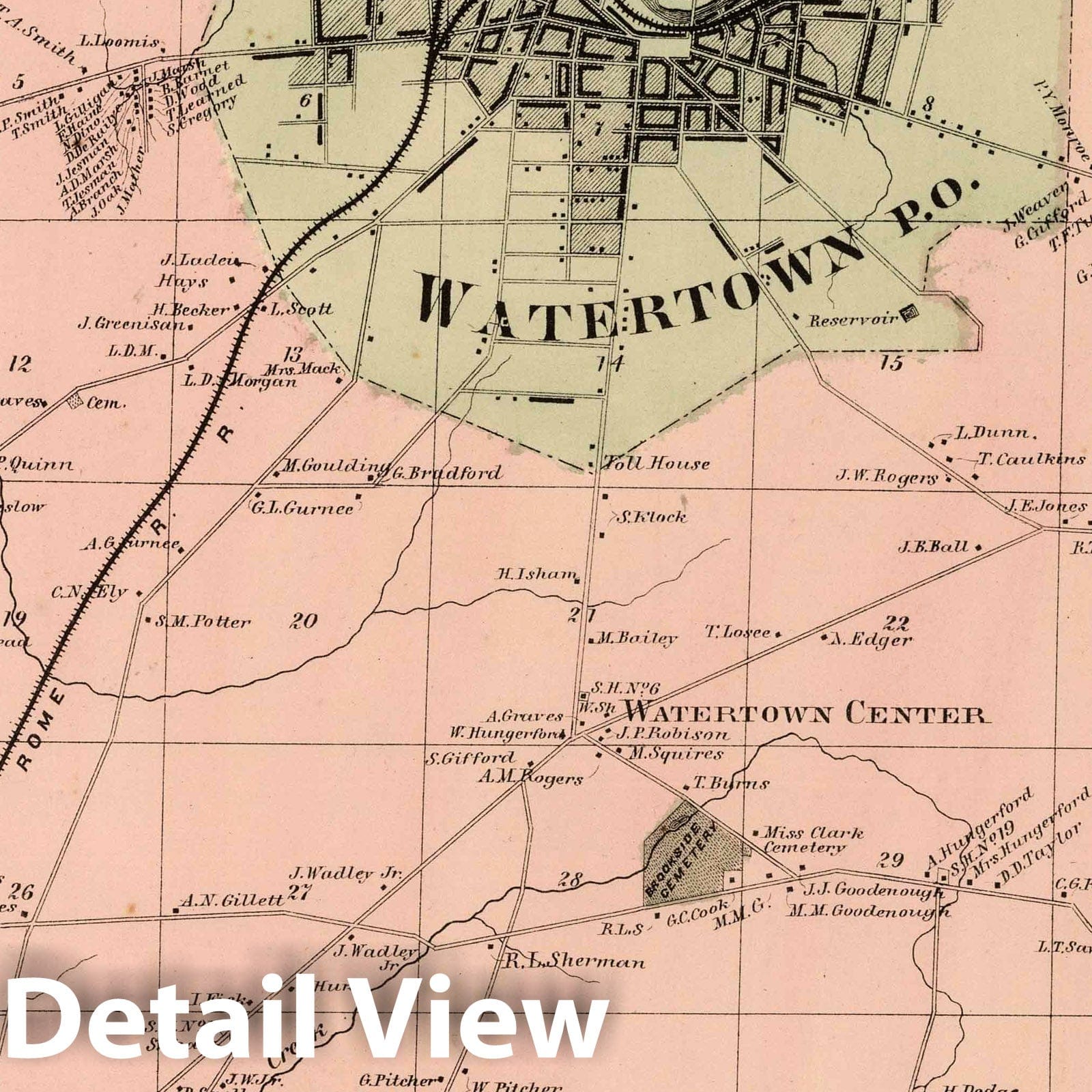 Watertown, Jefferson County, New York - Property Map, 1864
