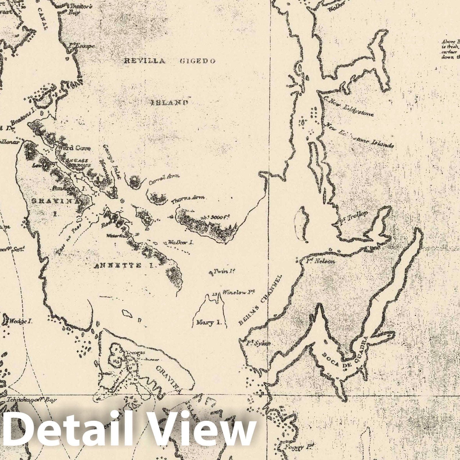 Cordova Bay to Cross Sound - Nautical Chart, 1884 - Historical Map Print