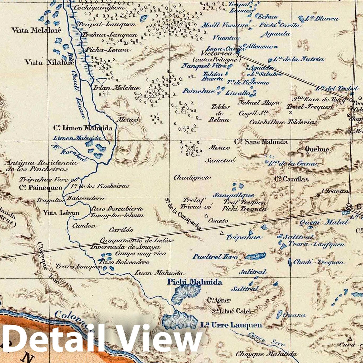 La Pampa, Argentina - Railroad Map, 1888 - Historical Map Print