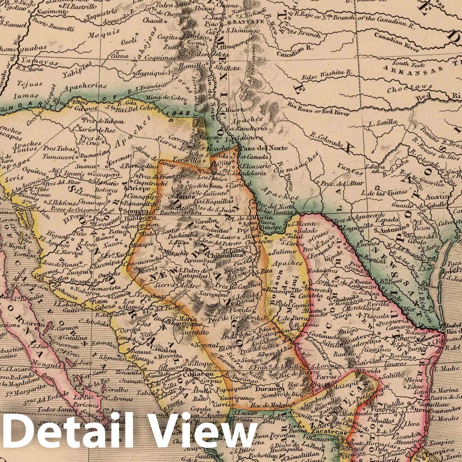 Mexico and Texas - Railroad Map, 1864 - Historical Map Print