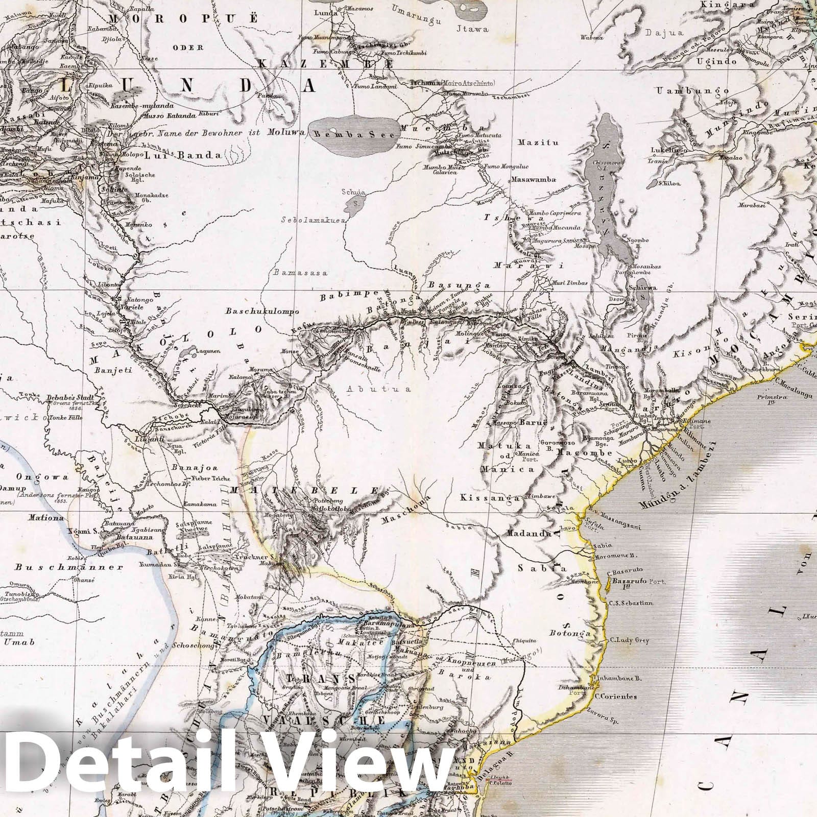 Southern Africa and Madagascar, 1875 - Historical Map Print