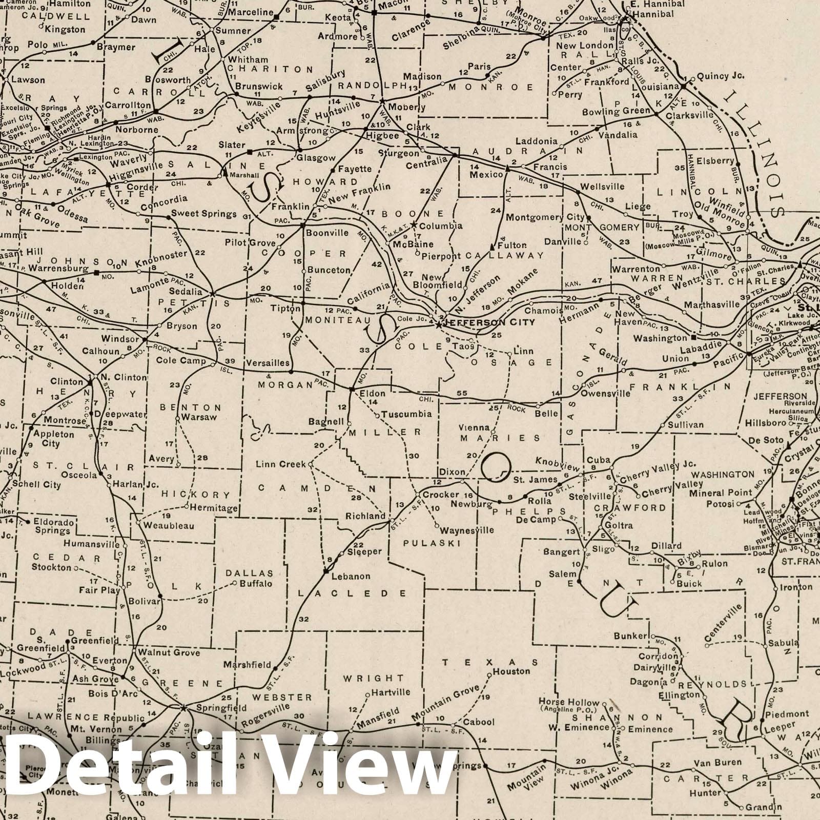 Missouri - Railroad Map, 1924 - Rand McNally Commercial Atlas