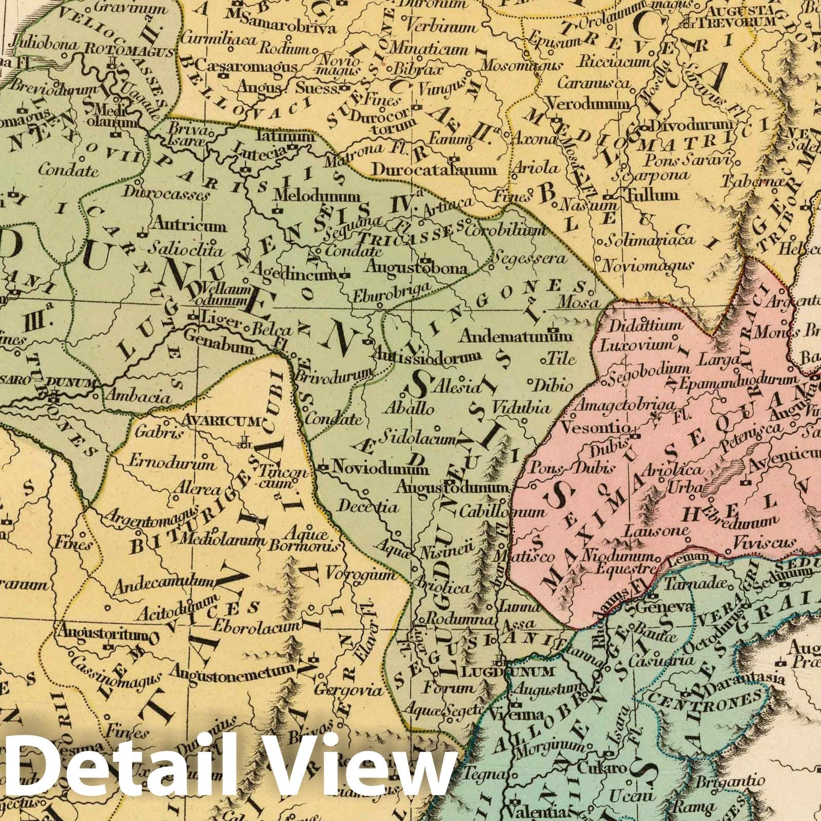 Ancient Gaul and Batavia, 1815 - Historical Map Print