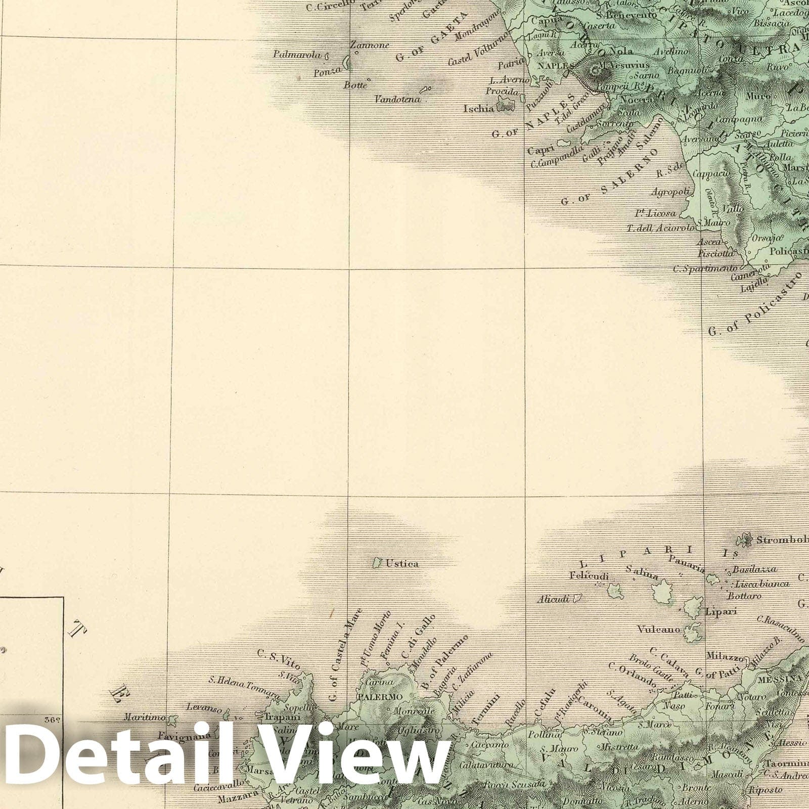 Italy, South Part, 1854 - Historical Map Print