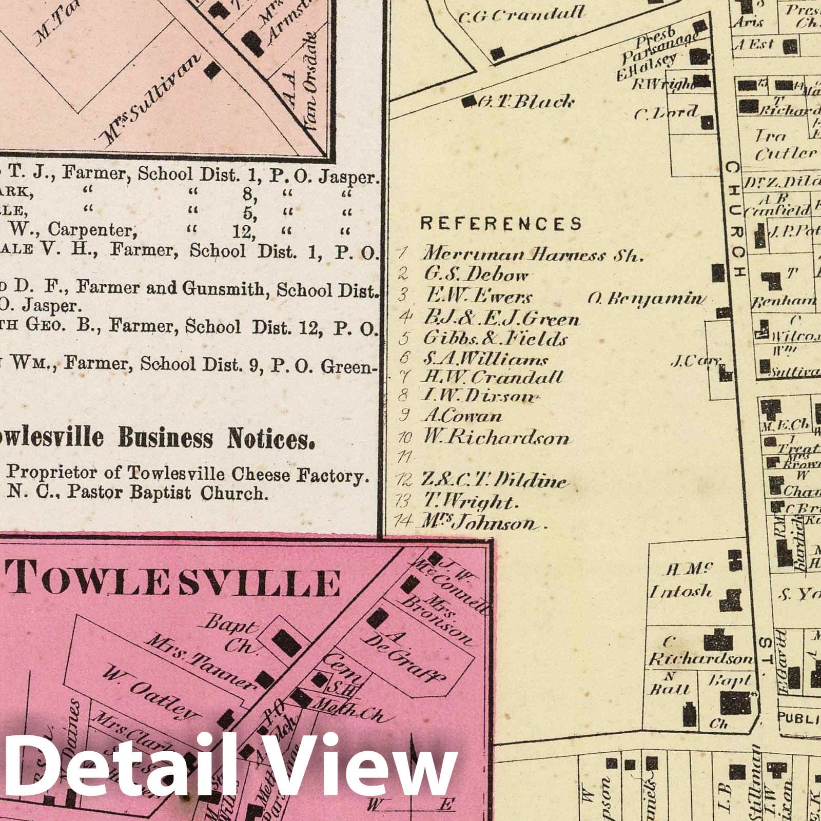 Jasper Township, Steuben County, New York 1873 Atlas Plate - Historical Map Print