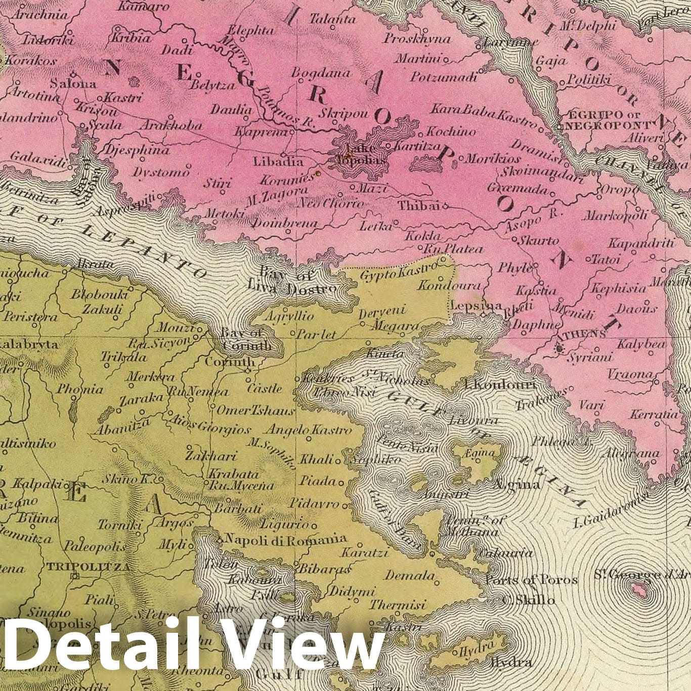 Greece with Candia, 1846 - Historical Map Print