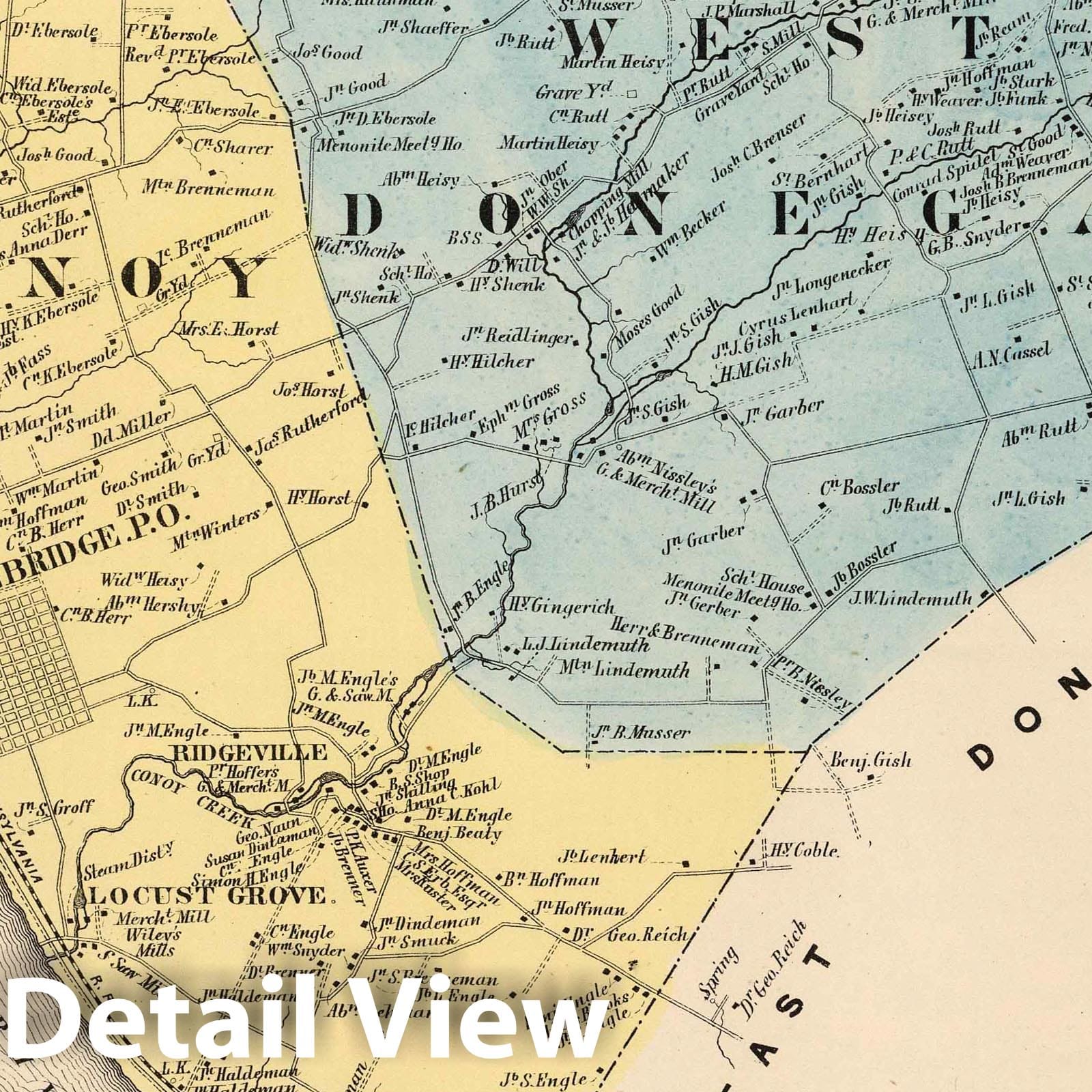 Conoy and West Donegal, Lancaster County, Pennsylvania - Property Map, 1864
