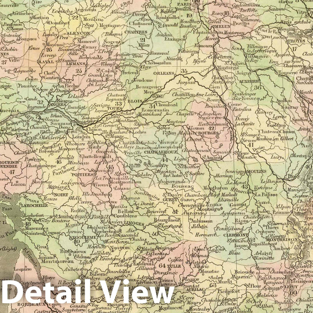 Historic Map : 1848 France In Departments. - Vintage Wall Art