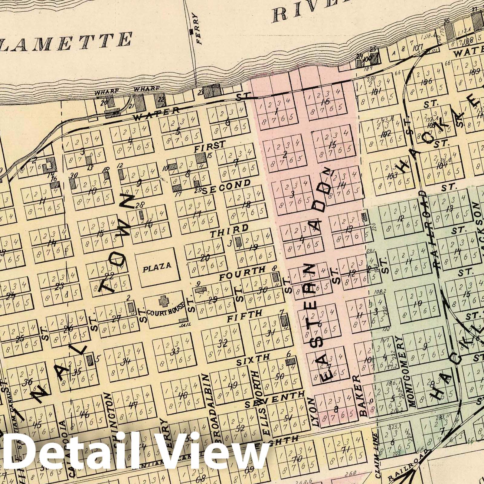 Albany, Linn County, Oregon - Property Map, 1878 - Historical Map Print
