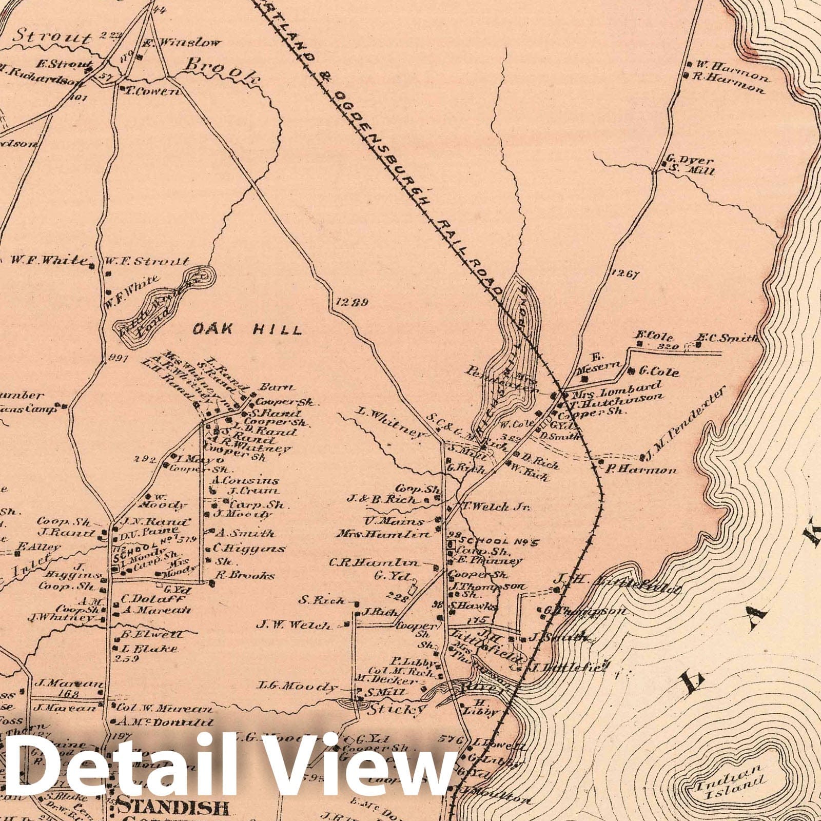 Historic Map : 1871 Standish, Cumberland County, Maine. - Vintage Wall Art