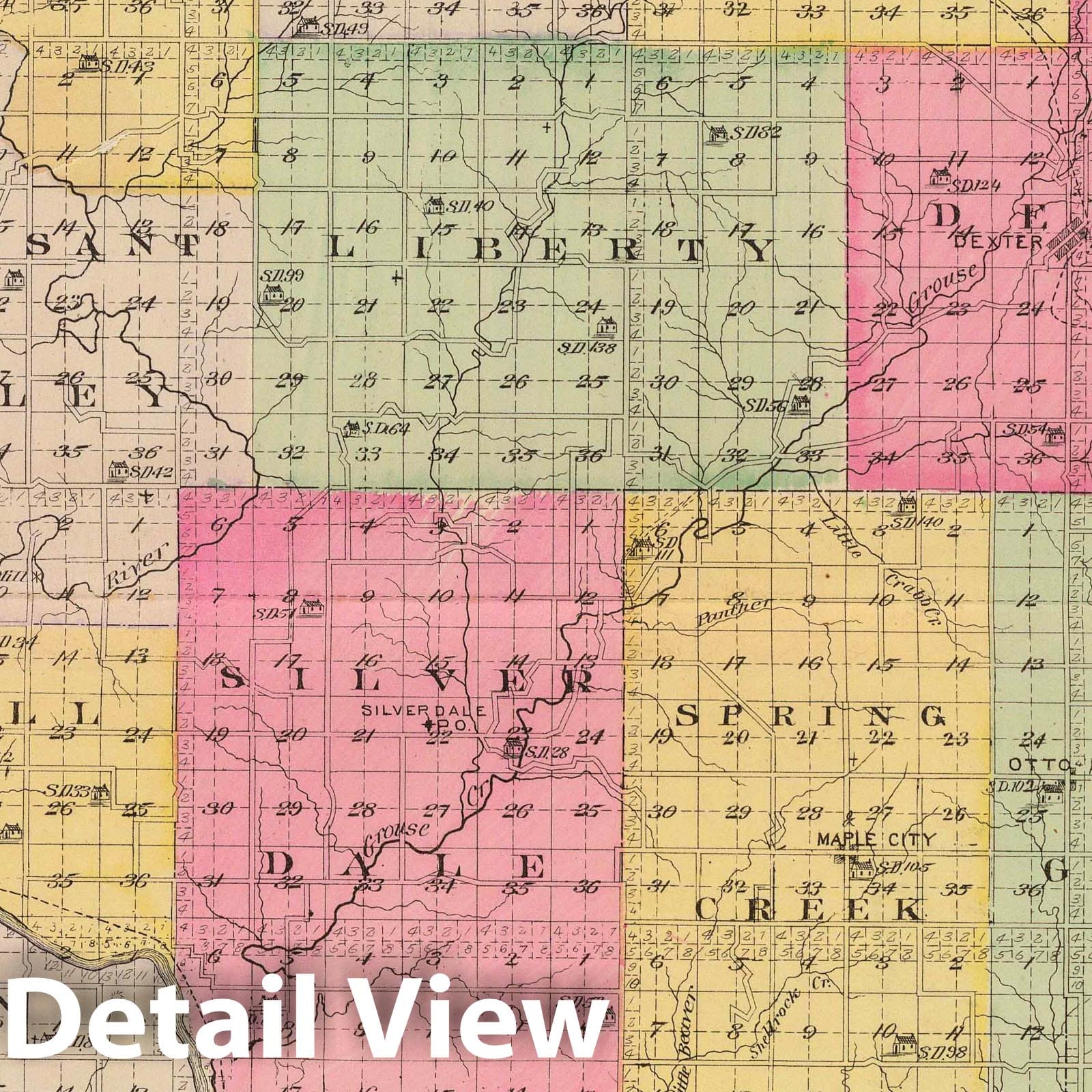 Burden, Wilmot, and Cowley County, Kansas - Military Map, 1887