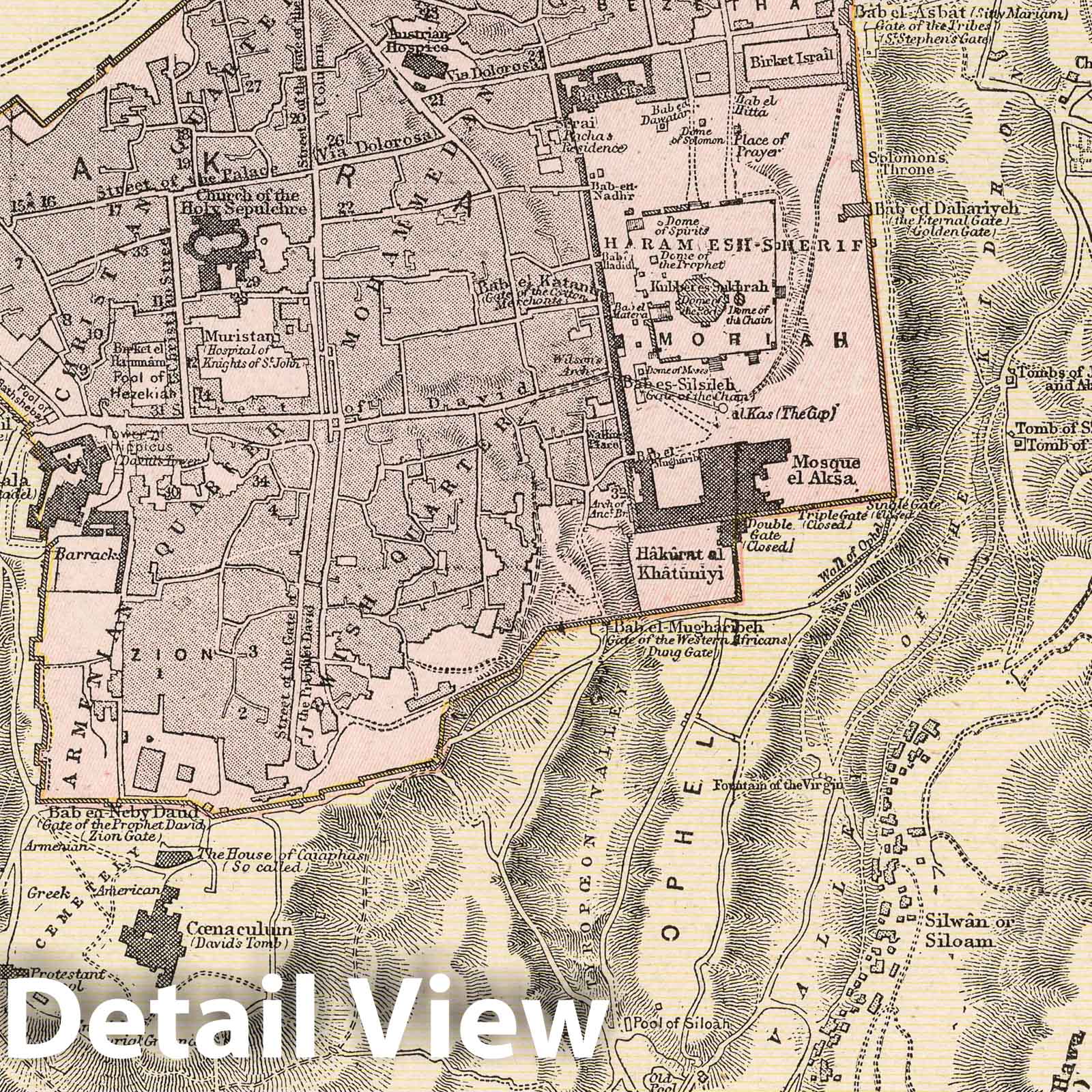 Jerusalem - Road Map, 1901 - Historical Map Print