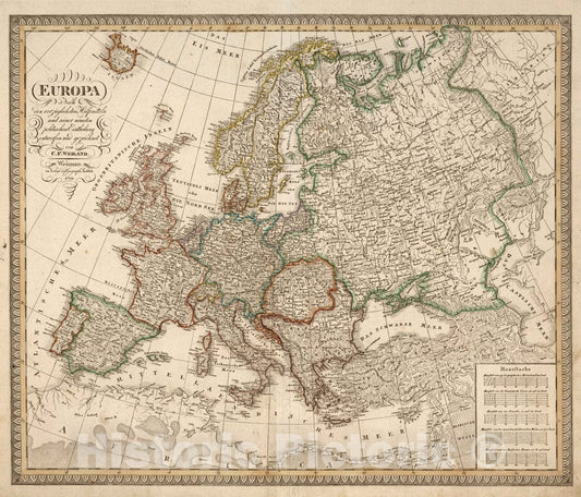 Historic Map : 1819 III. Europa. - Vintage Wall Art