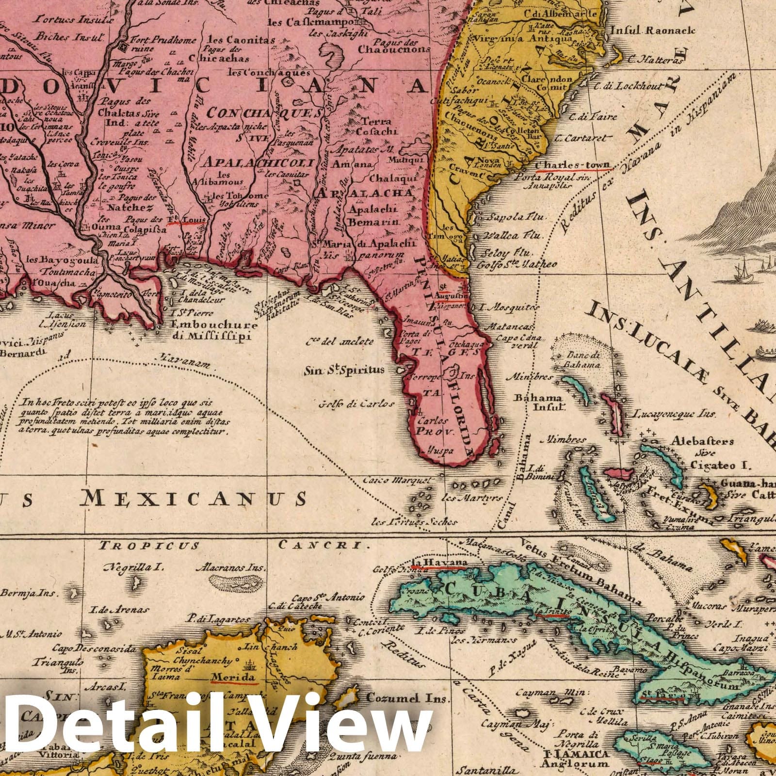 Mexico, New Spain, Louisiana, and New England, 1720 - Historical Map Print