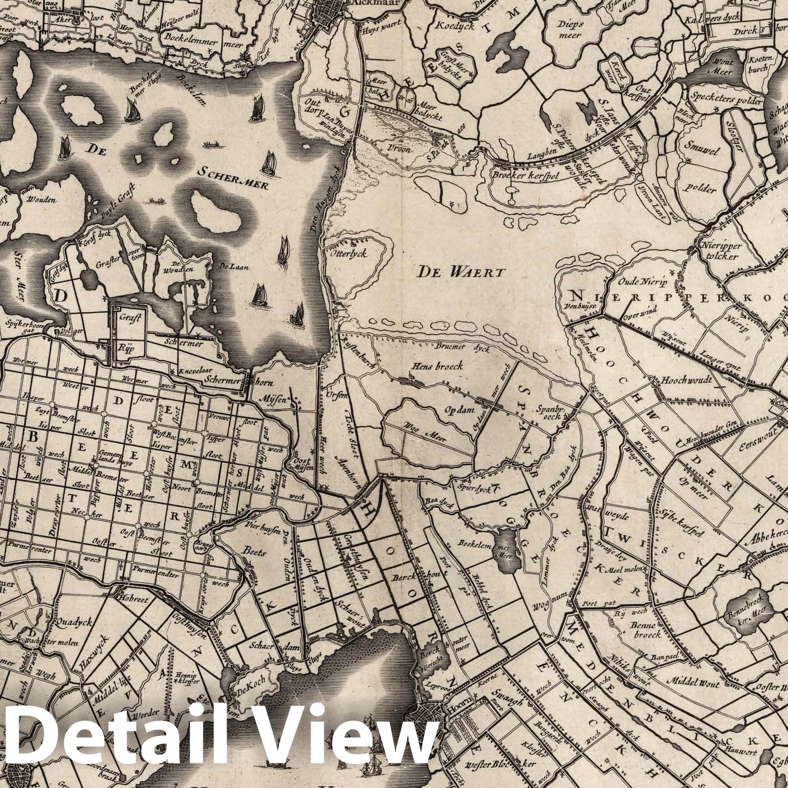 Enckhuysen, Netherlands 1630 - Historical Map Print from Blaeu's Atlantis Appendix